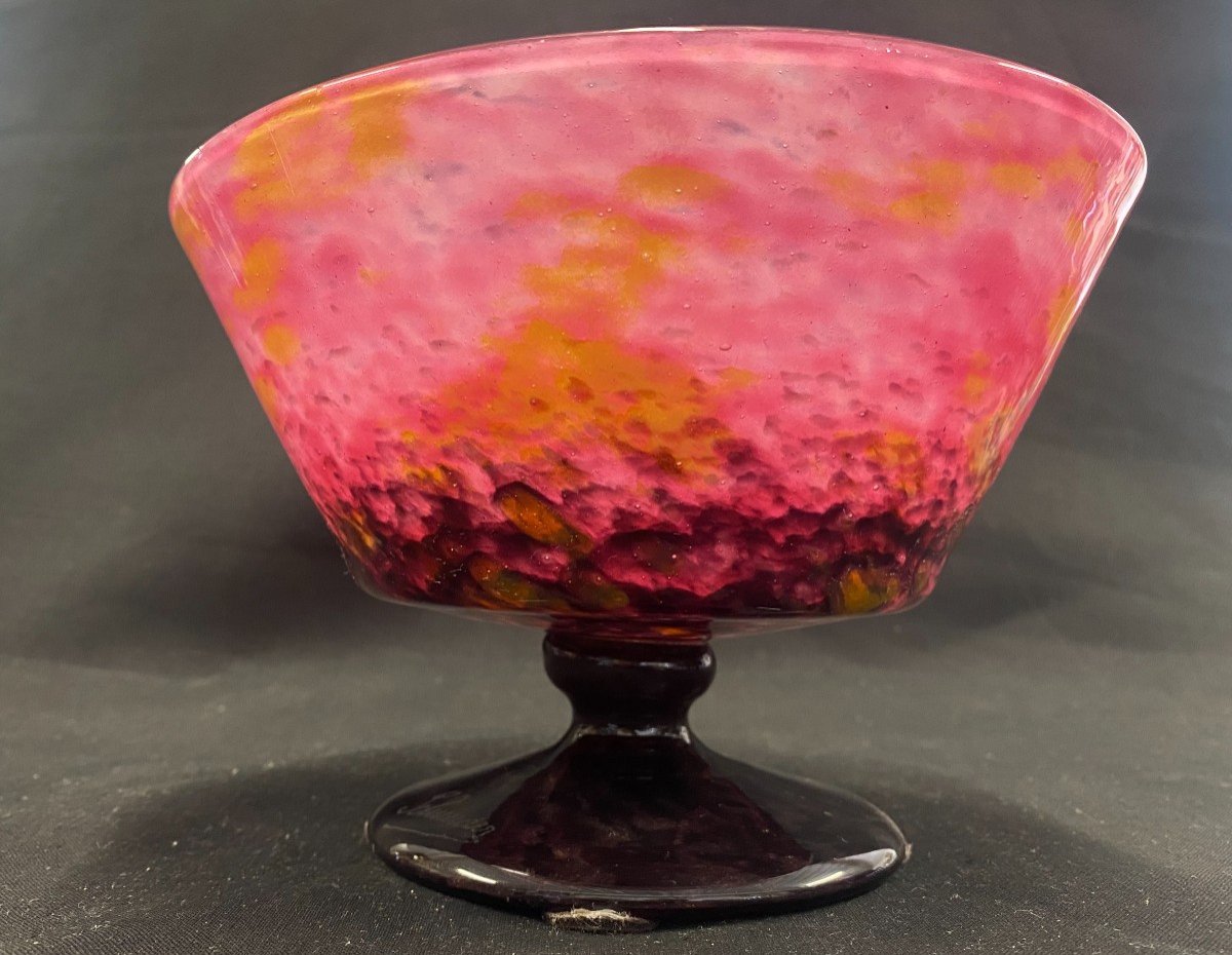 Schneider - Glass Cup On Piedouche - XX Ith - Art Deco-photo-4