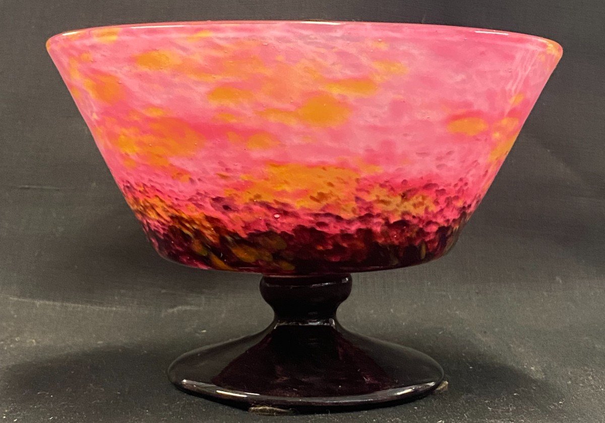 Schneider - Glass Cup On Piedouche - XX Ith - Art Deco-photo-4