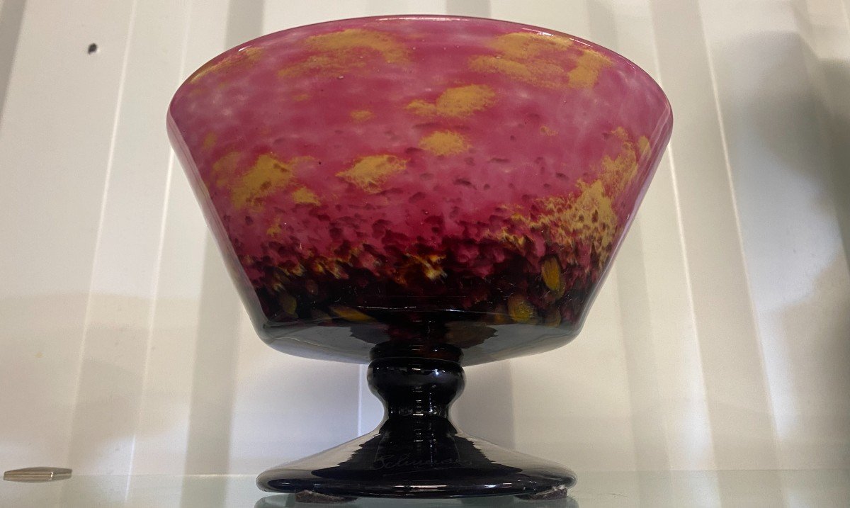 Schneider - Glass Cup On Piedouche - XX Ith - Art Deco-photo-5
