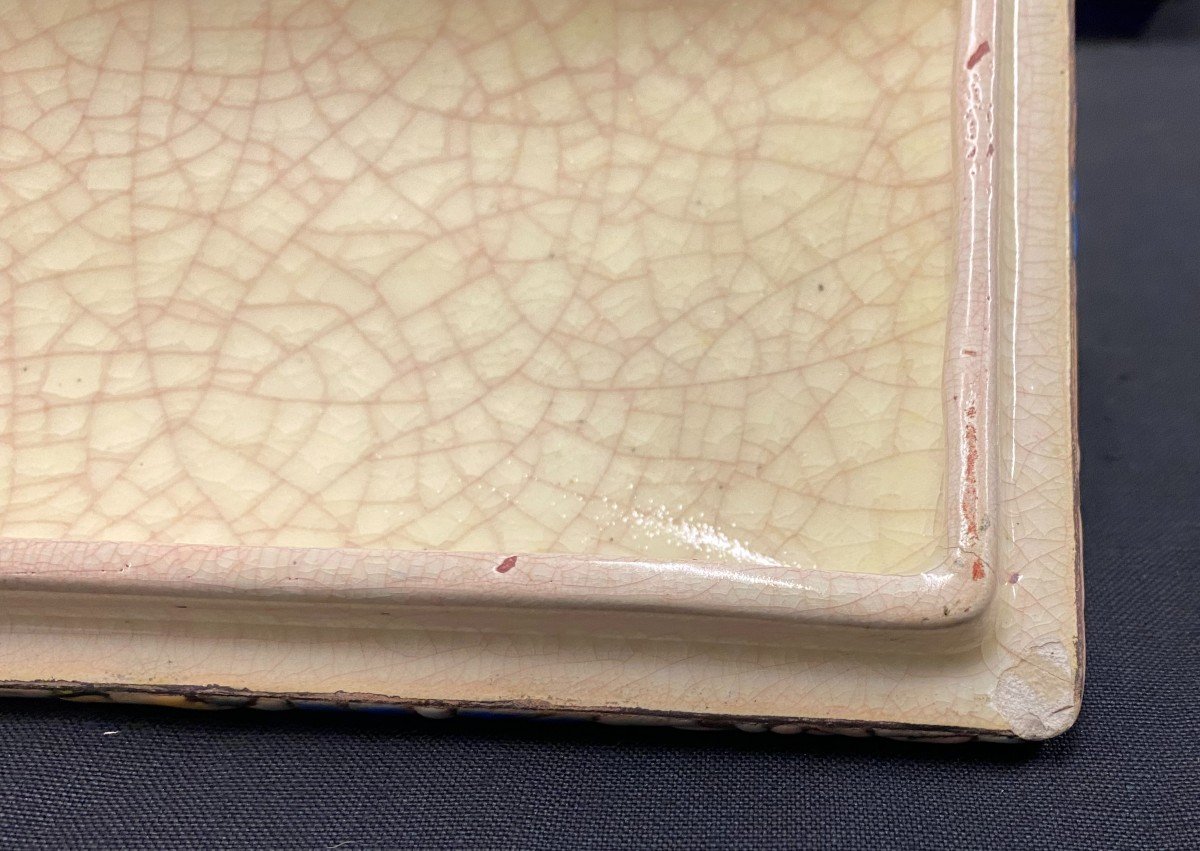 Longwy - Biscuit Box In Enamels With Floral Decor - XXth Century-photo-4