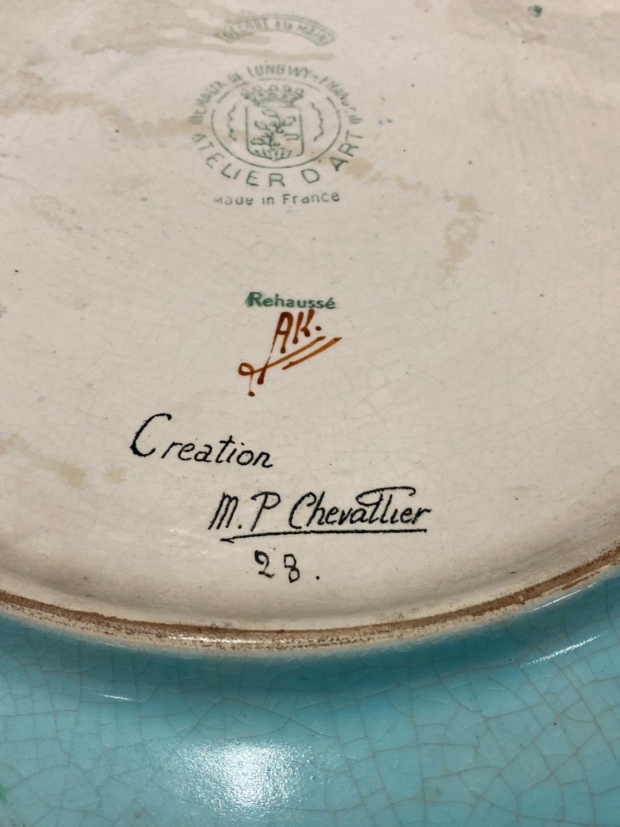Longwy And Mp Chevallier Large Dish In Cloisonné Enamels - XXth-photo-7