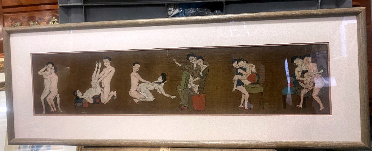 Japon - Peinture érotique - Scènes Du Kamasutra - XX ème