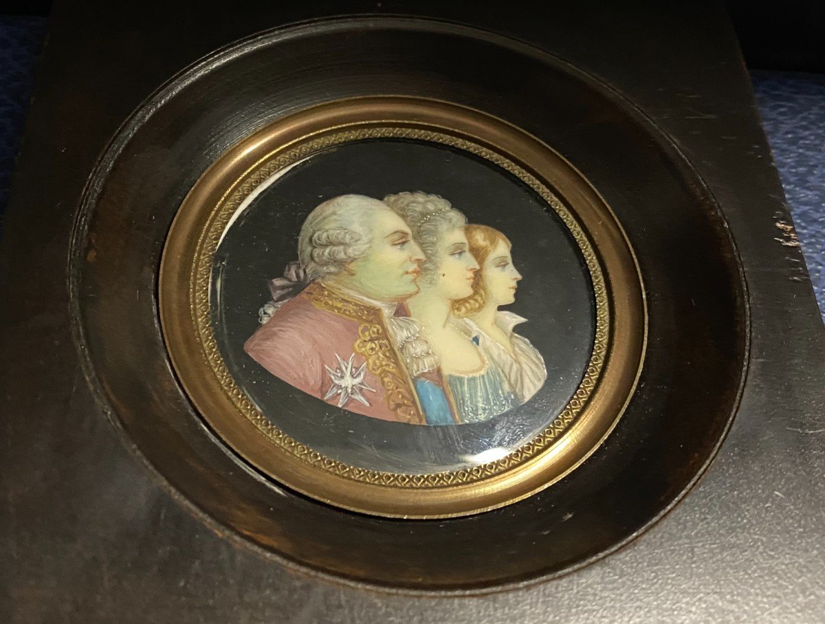 Painted Miniature, Kings Of France: Louis XVI, Henry Iv, Louis XVII