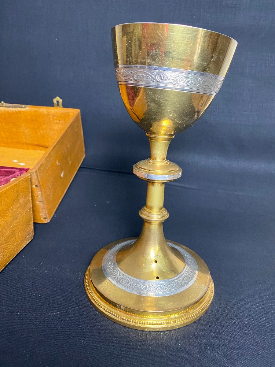 Silver Chalice In Its 19th Century Box-photo-3