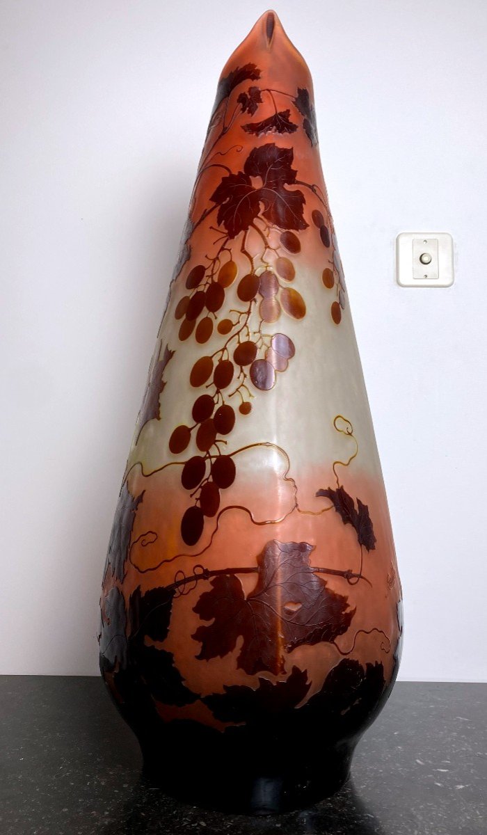 Spectacular Gallé Vase With Vine - Art Nouveau - XXth-photo-2