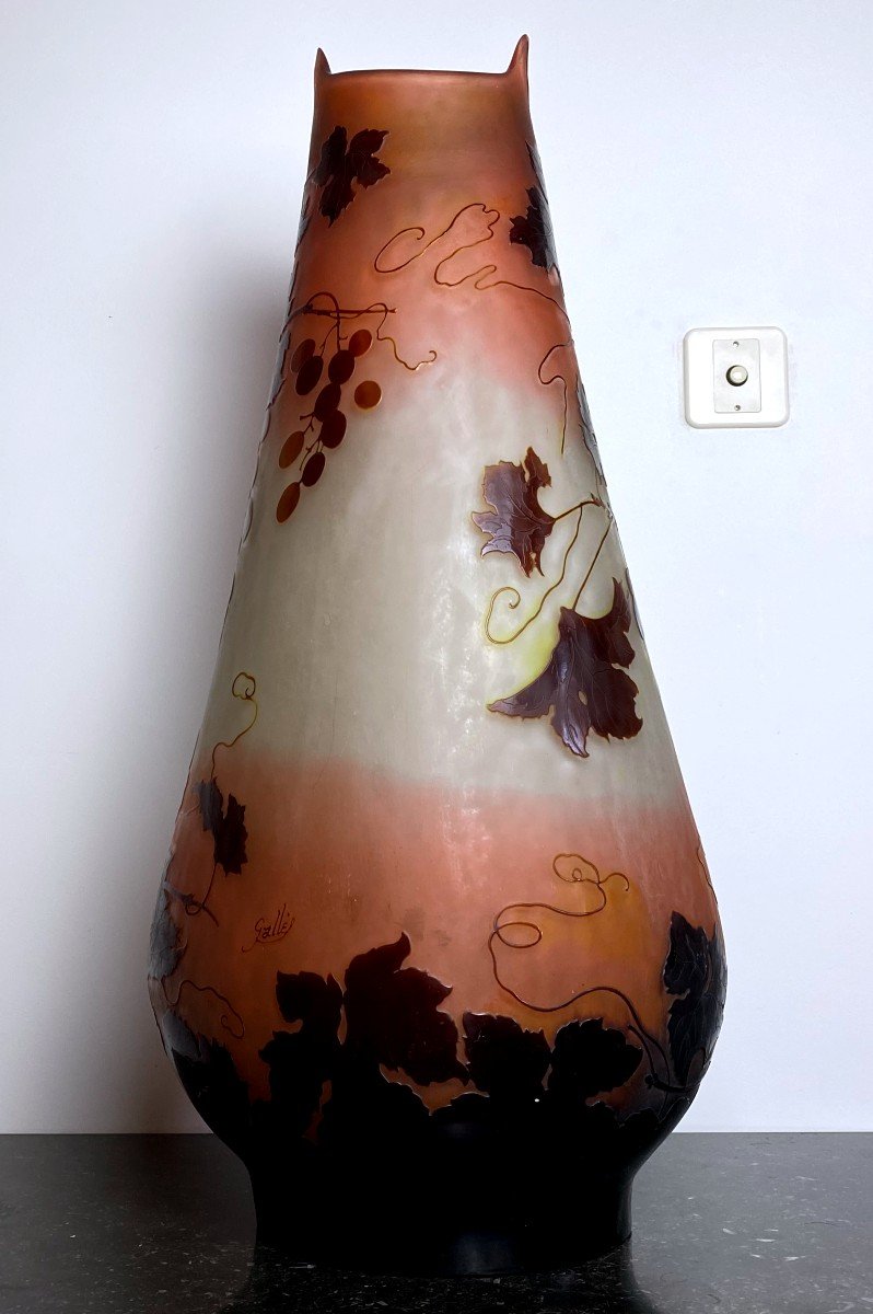 Gallé Vase With Vine - Art Nouveau - XXth-photo-3
