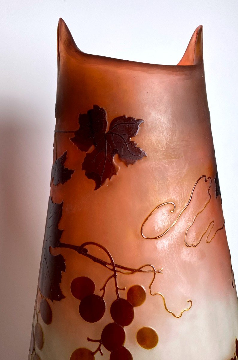 Gallé Vase With Vine - Art Nouveau - XXth-photo-2
