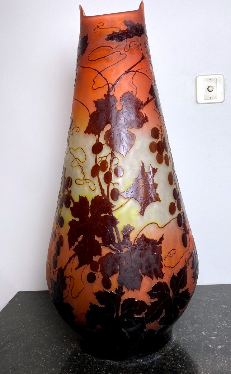 Vase En Verre Style Gallé - Réplique Art Nouveau Vigne - Multicolore - 2.5kg