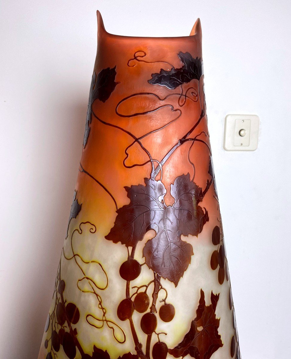 Spectaculaire Vase Gallé à La Vigne- Art Nouveau- XX ème-photo-4