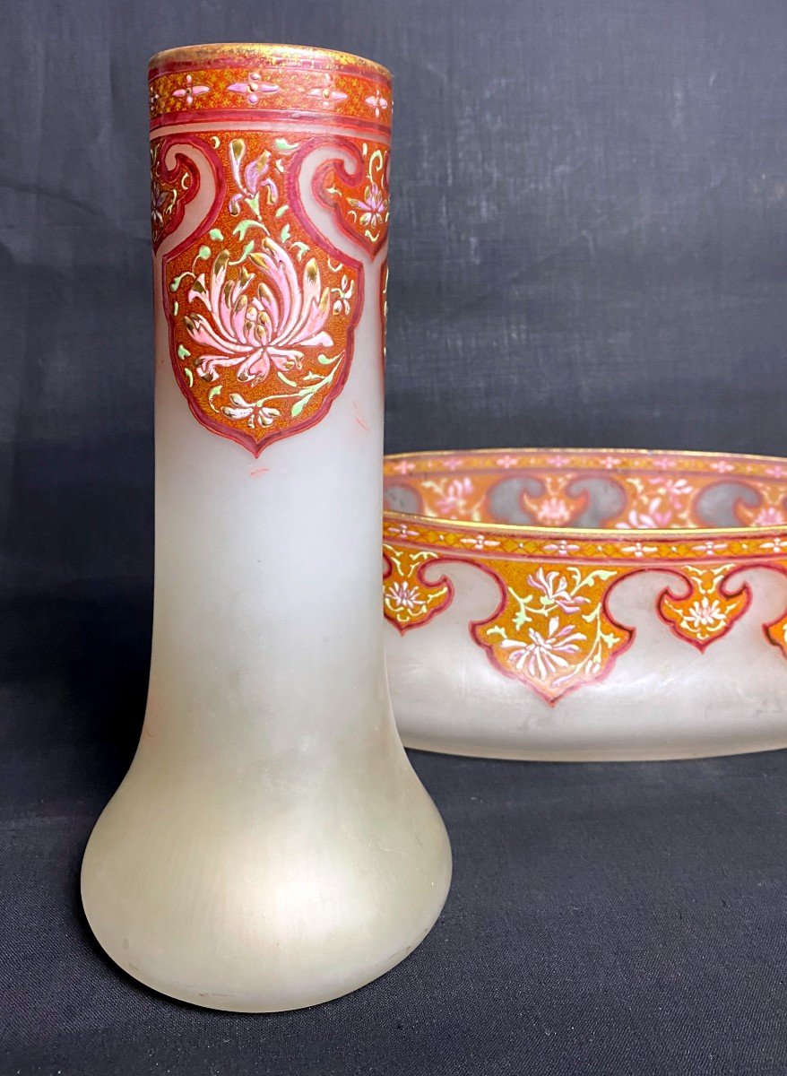 Art Nouveau - Garniture En Verre émaillé Legras Ou Montjoye- XX E-photo-2