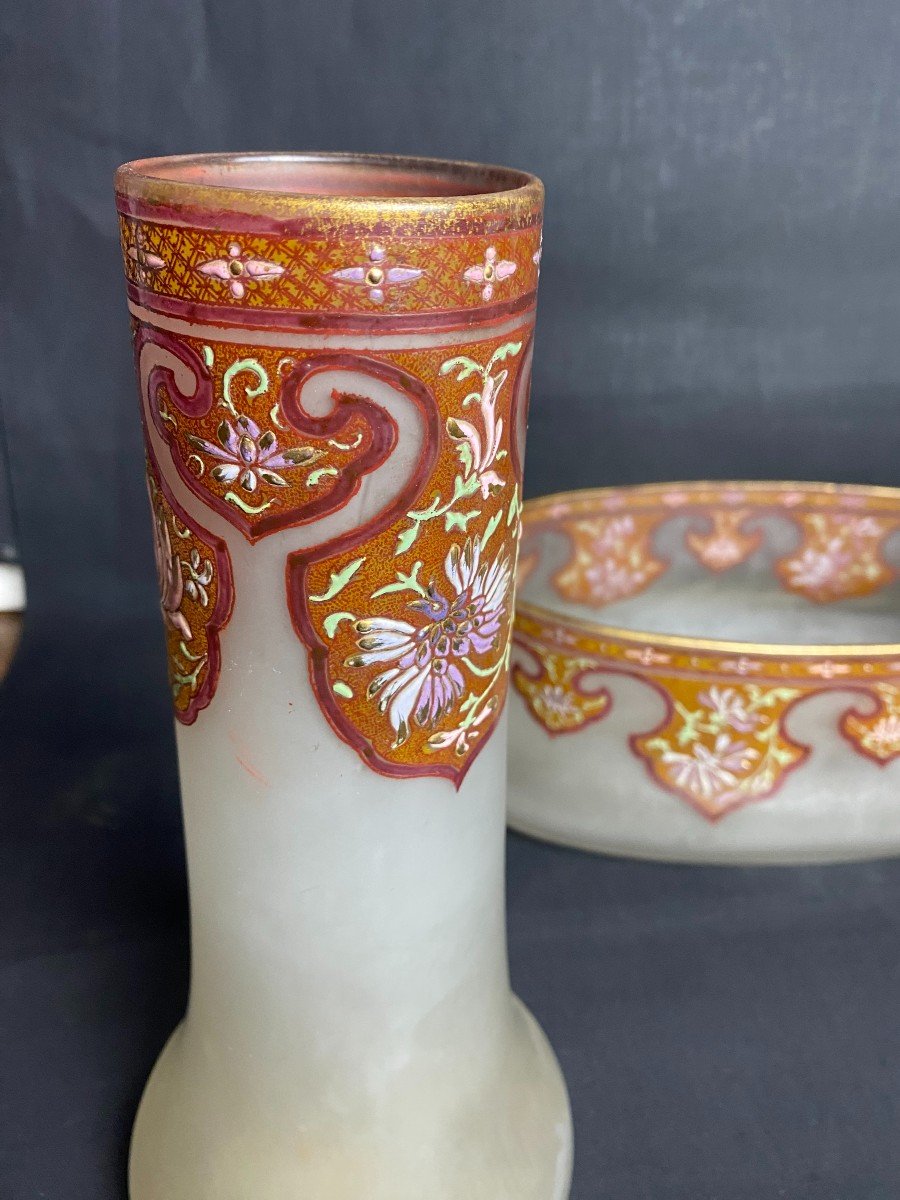 Art Nouveau - Garniture En Verre émaillé Legras Ou Montjoye- XX E-photo-2
