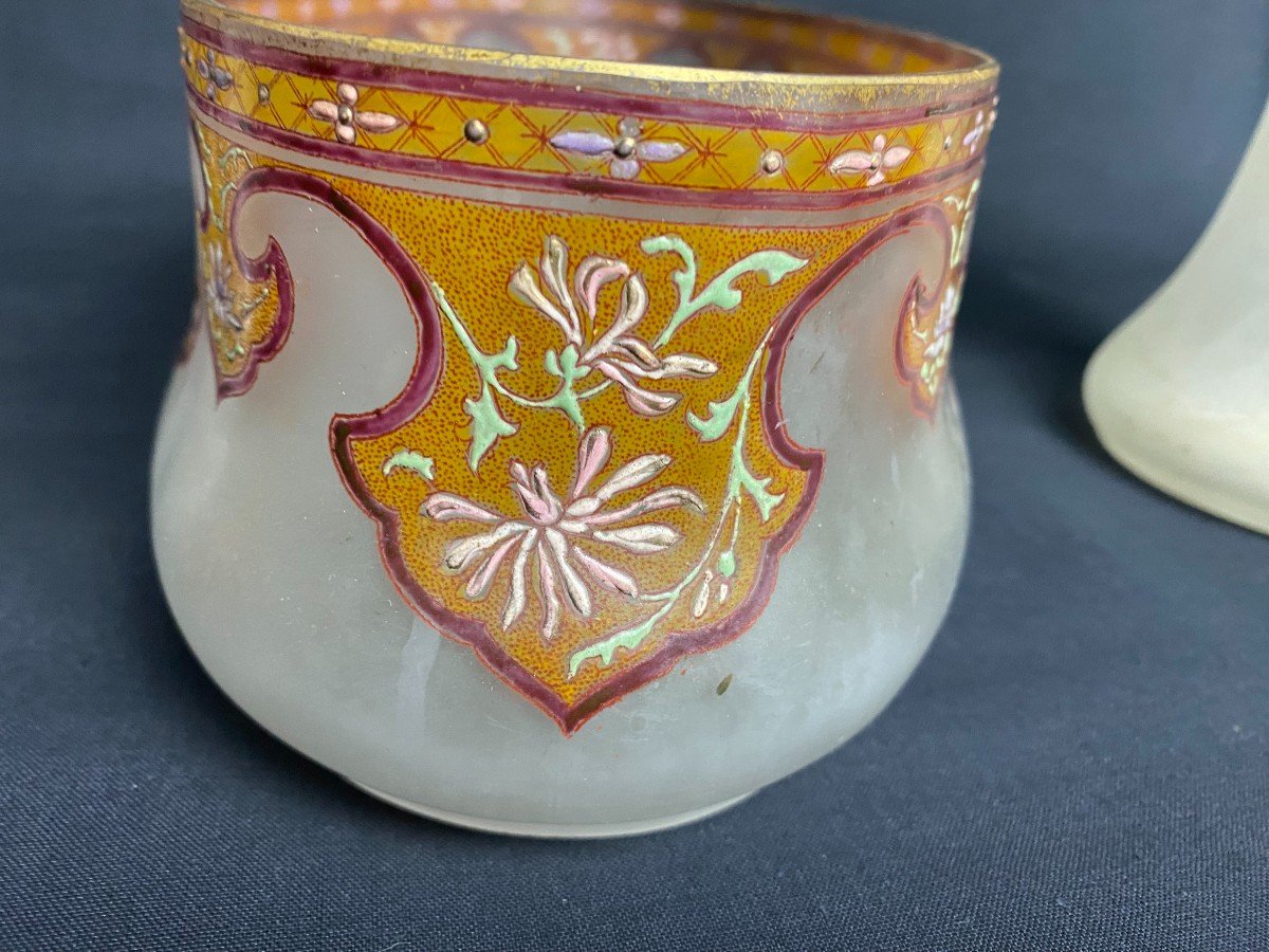 Art Nouveau - Garniture En Verre émaillé Legras Ou Montjoye- XX E-photo-5