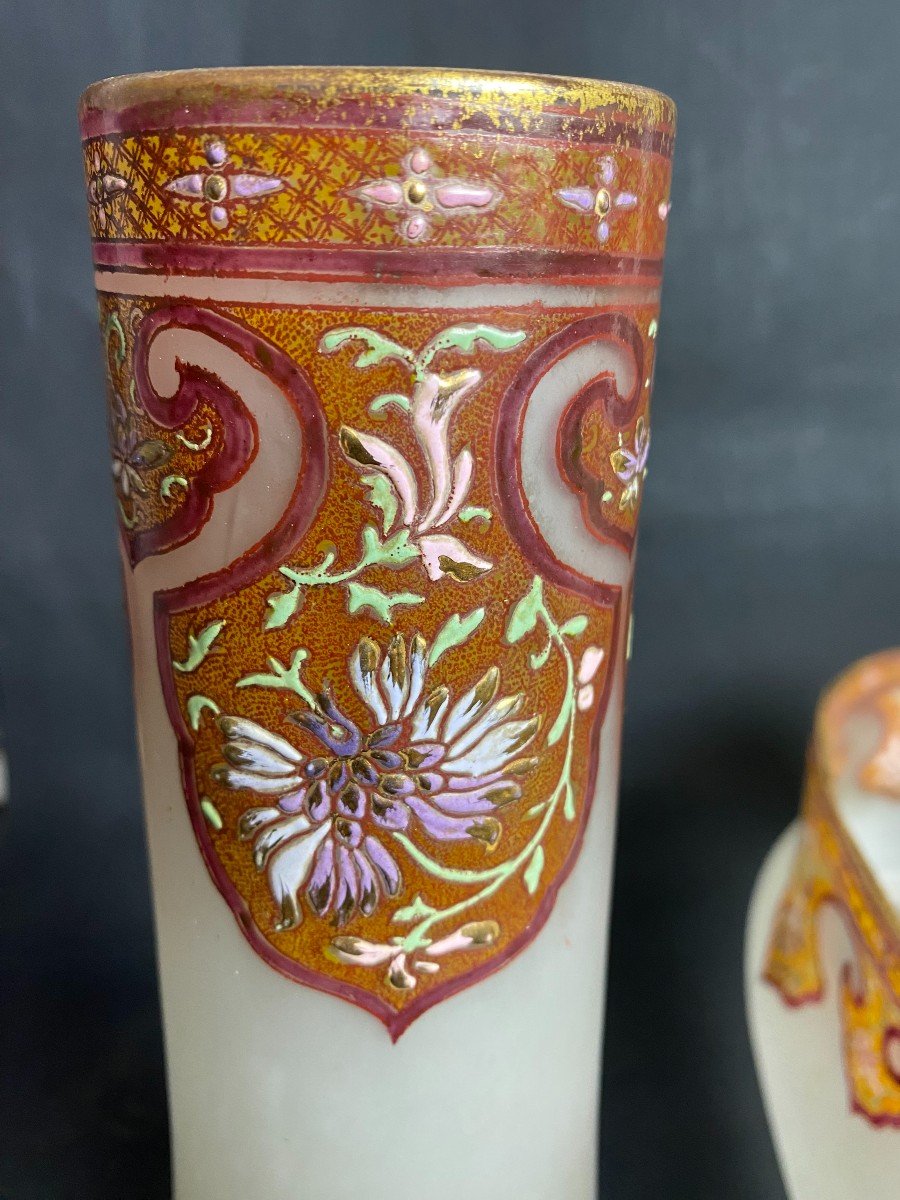 Art Nouveau - Garniture En Verre émaillé Legras Ou Montjoye- XX E-photo-6
