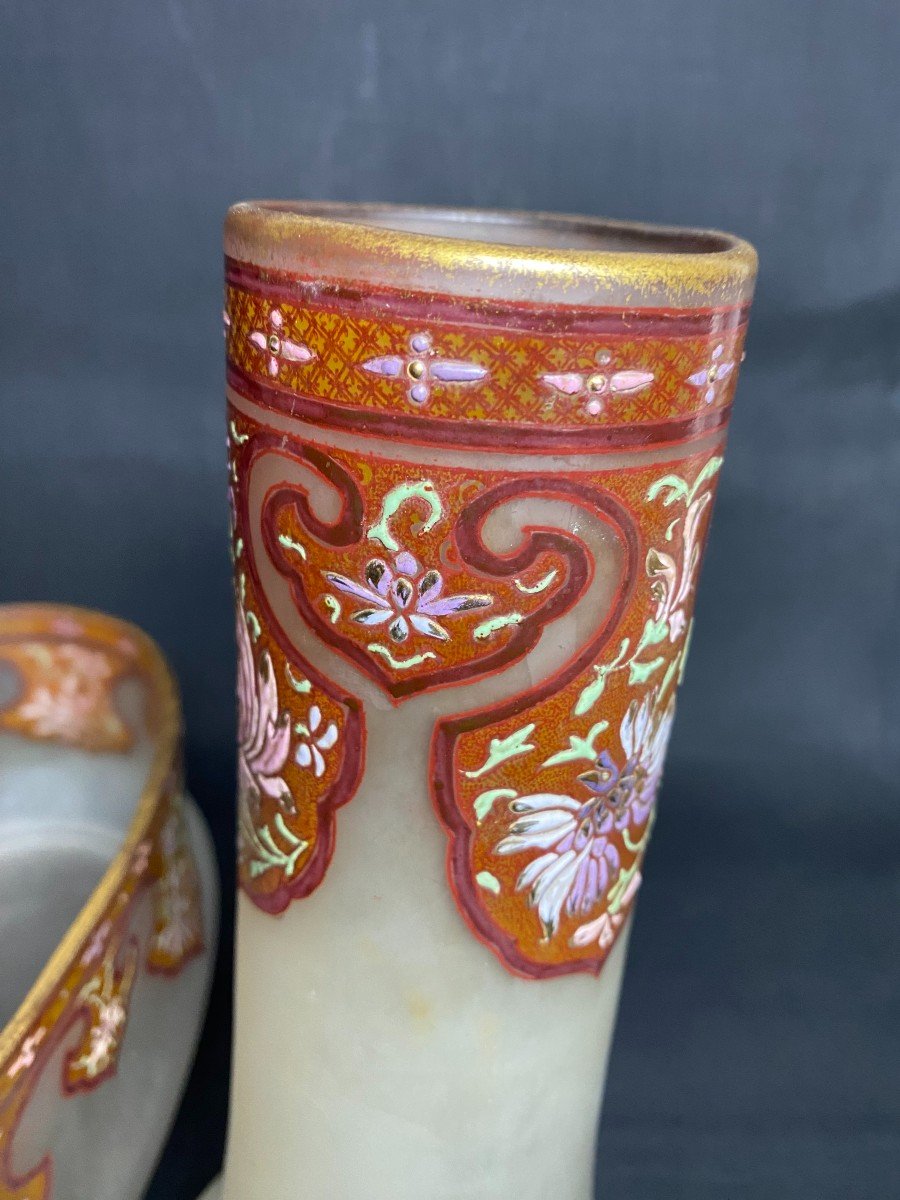 Art Nouveau - Garniture En Verre émaillé Legras Ou Montjoye- XX E-photo-7