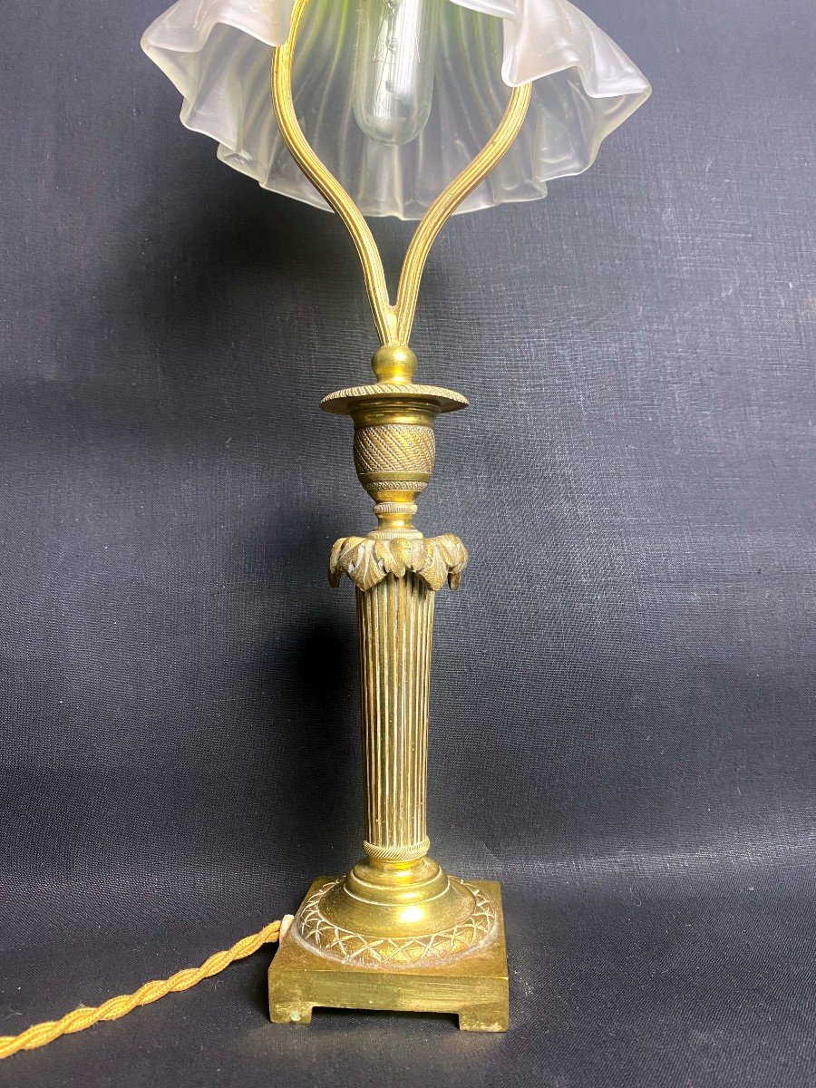 Bronze And Glass Buffet Or Office Lamp-photo-2