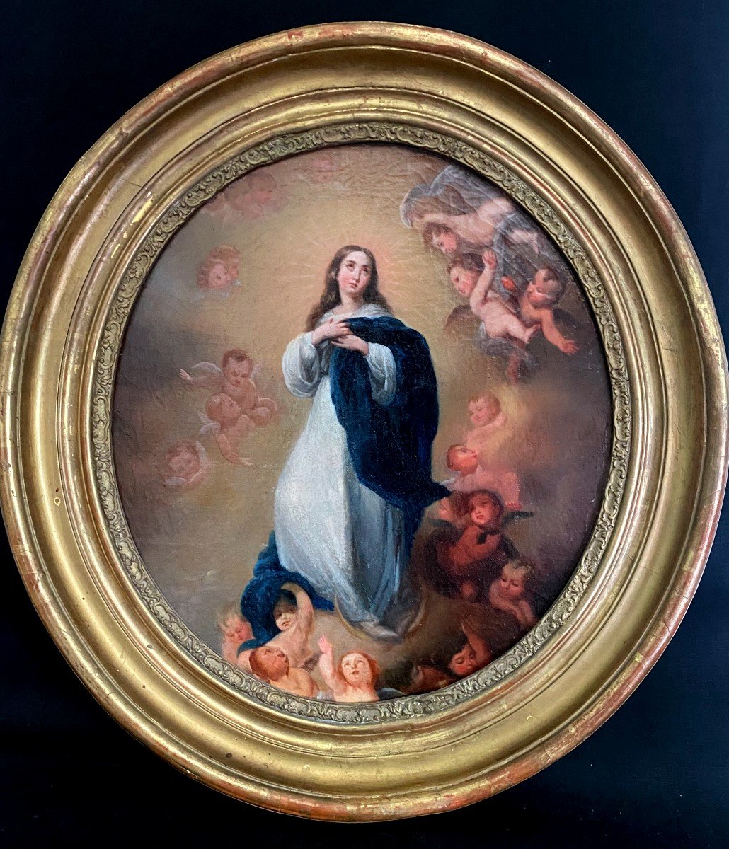 Tableau 17 Ième, Huile Sur Toile De La Vierge, l'Immaculée Conception