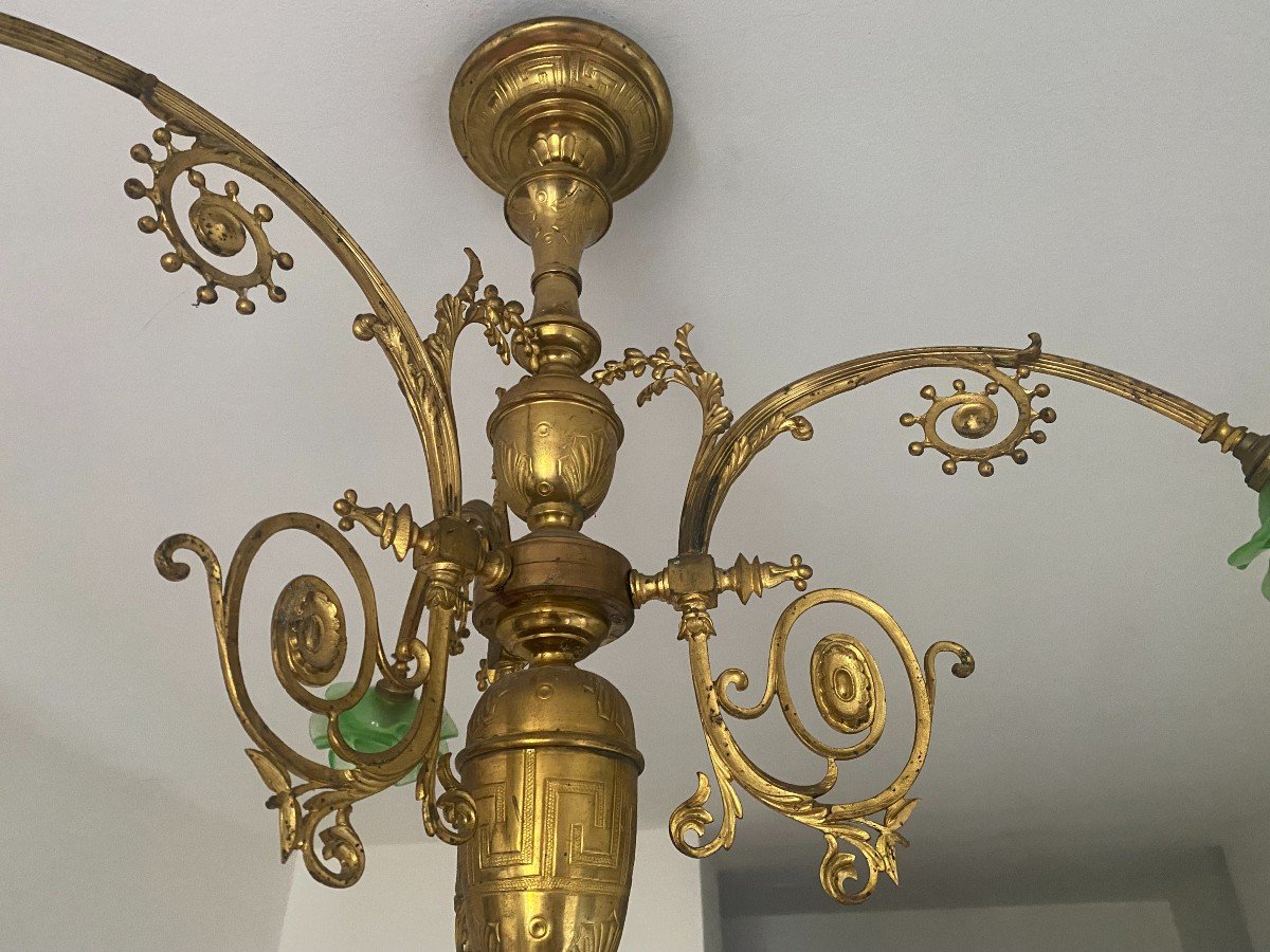 Chandelier In Bronze And Brass - Late 19th Century-photo-3