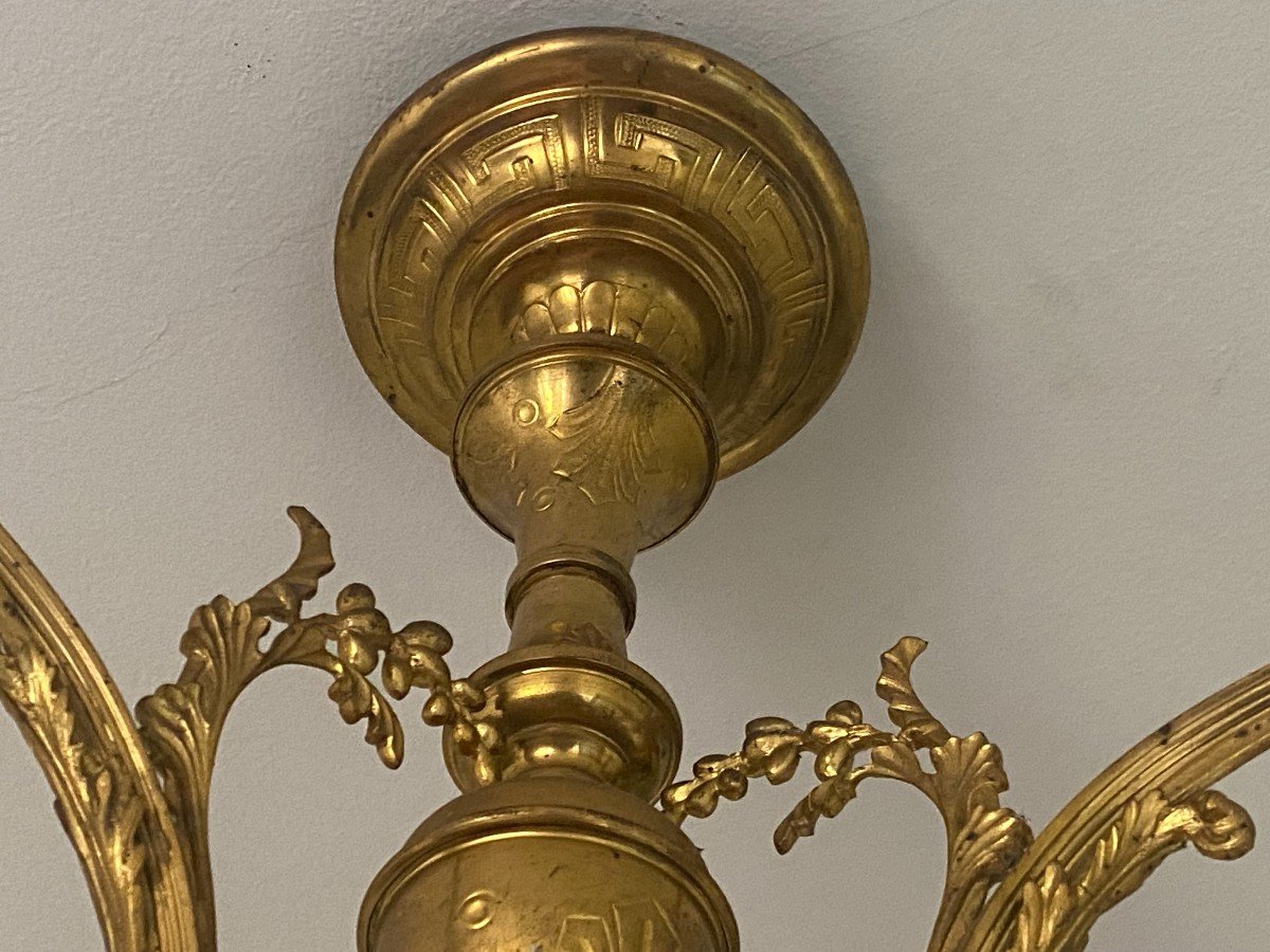 Chandelier In Bronze And Brass - Late 19th Century-photo-4