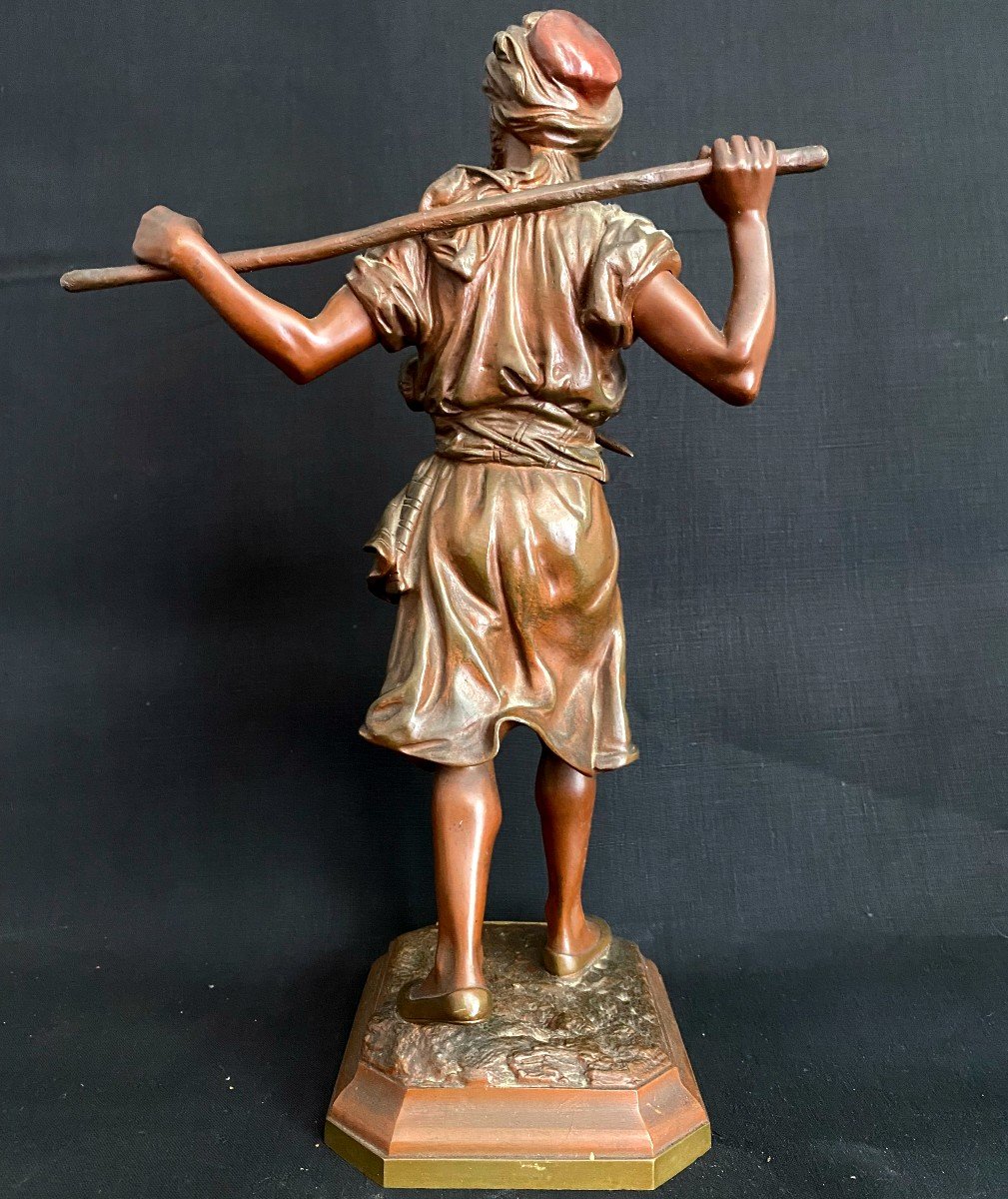 Bronze Sculpture "arab On The March" Signed Pinedo - 19th Century-photo-3