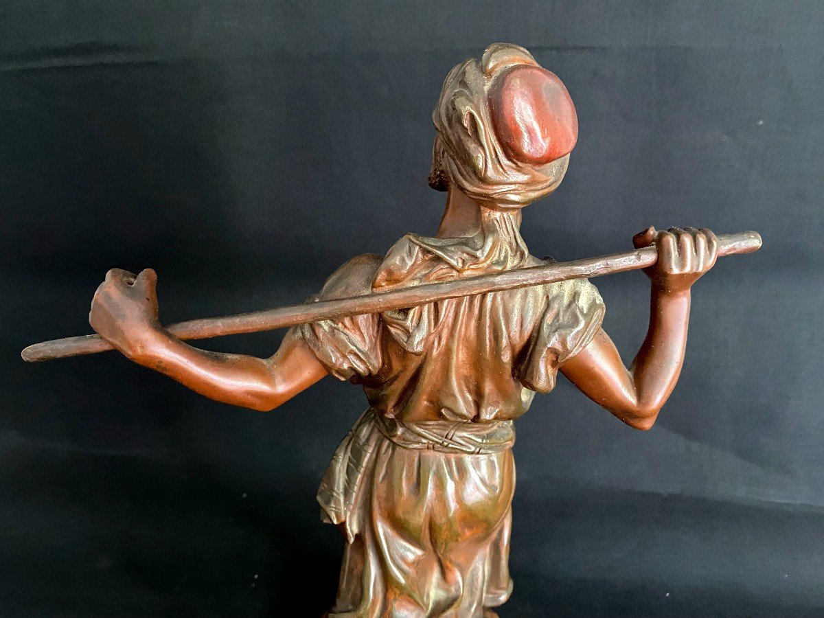 Bronze Sculpture "arab On The March" Signed Pinedo - 19th Century-photo-2