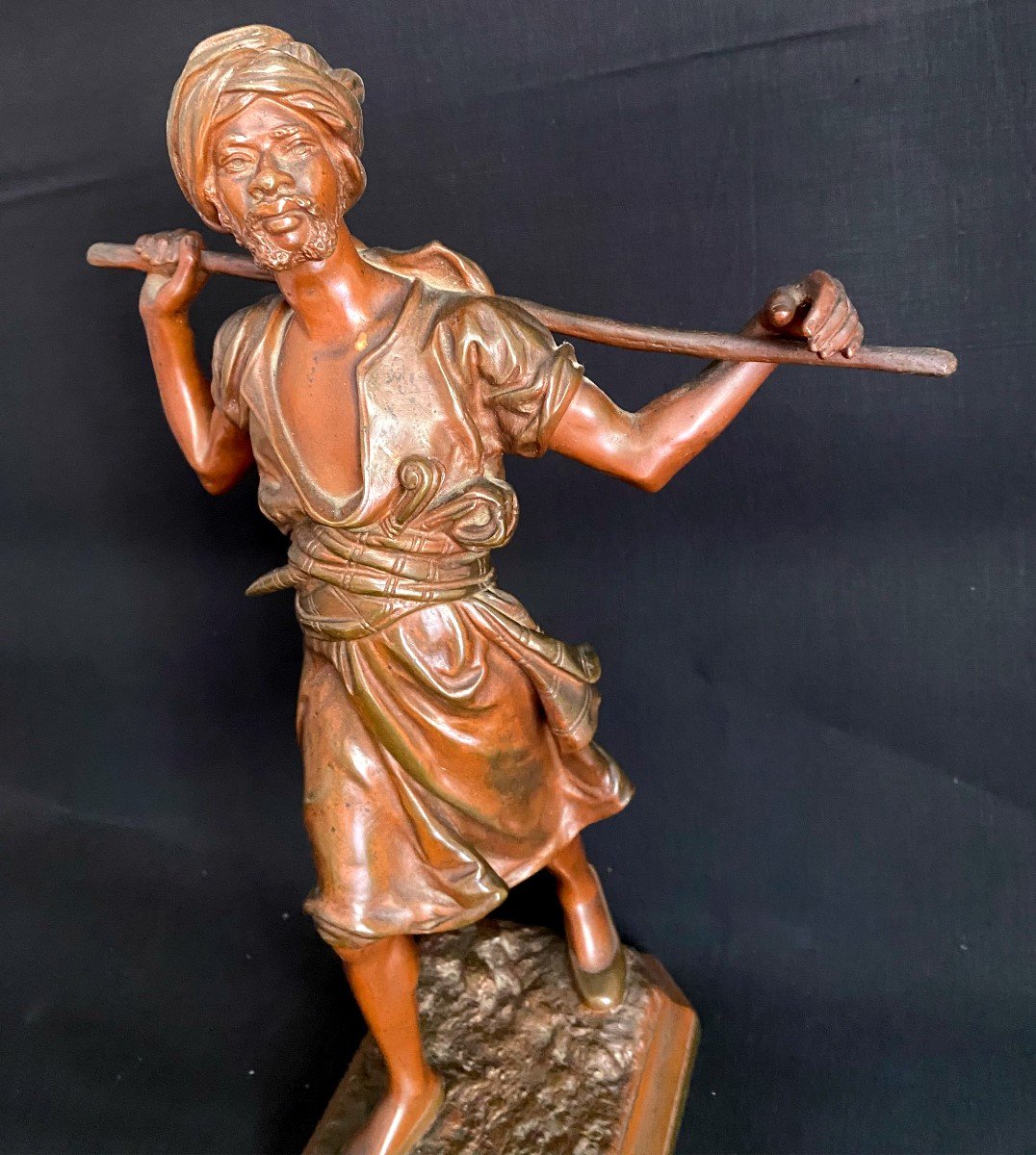 Bronze Sculpture "arab On The March" Signed Pinedo - 19th Century-photo-6