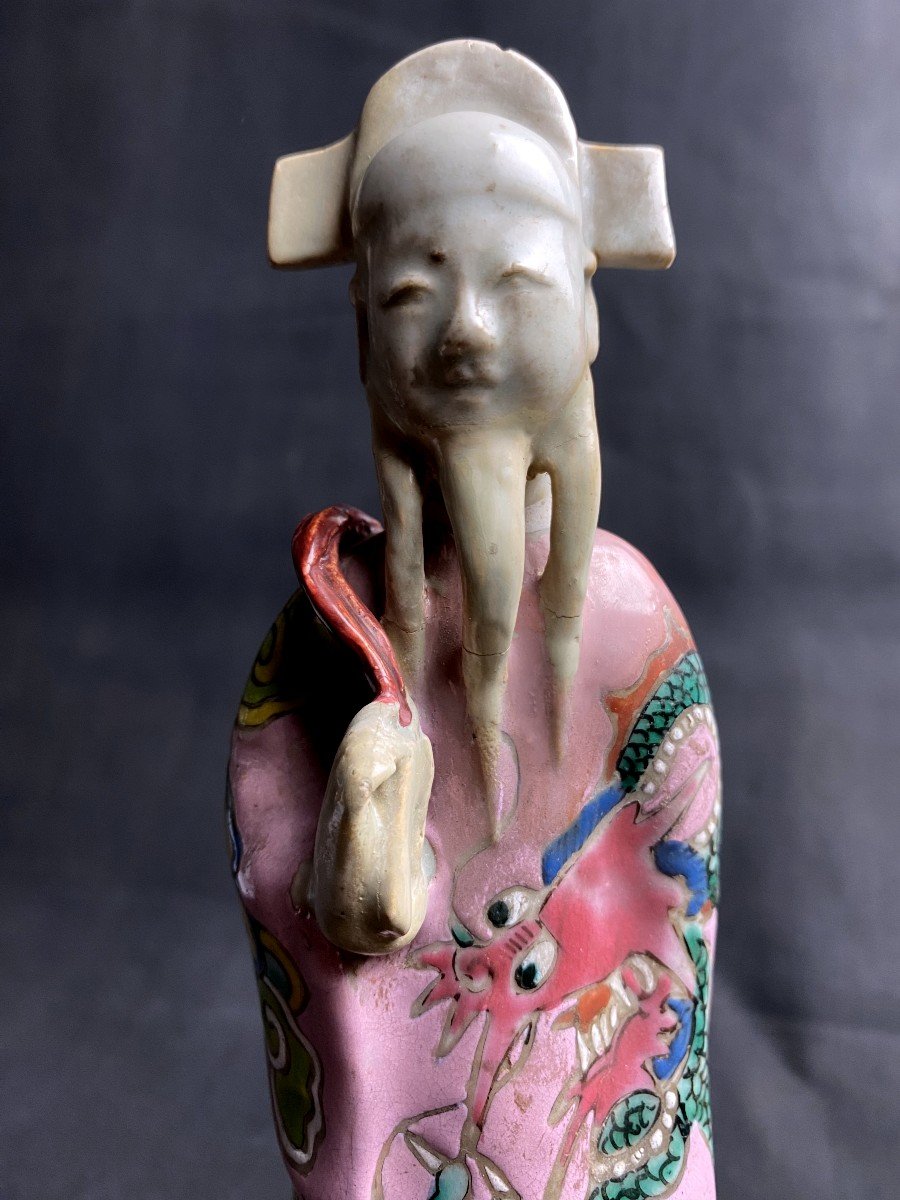 Asie - Statue Porcelaine- Sage Du Tao - Chine Fin 18 Ième -photo-2
