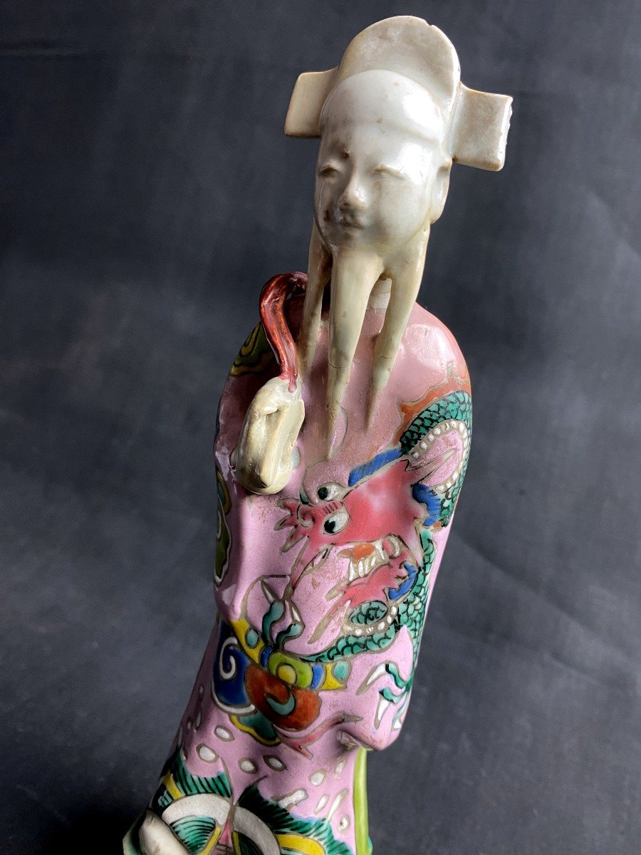 Asie - Statue Porcelaine- Sage Du Tao - Chine Fin 18 Ième -photo-7