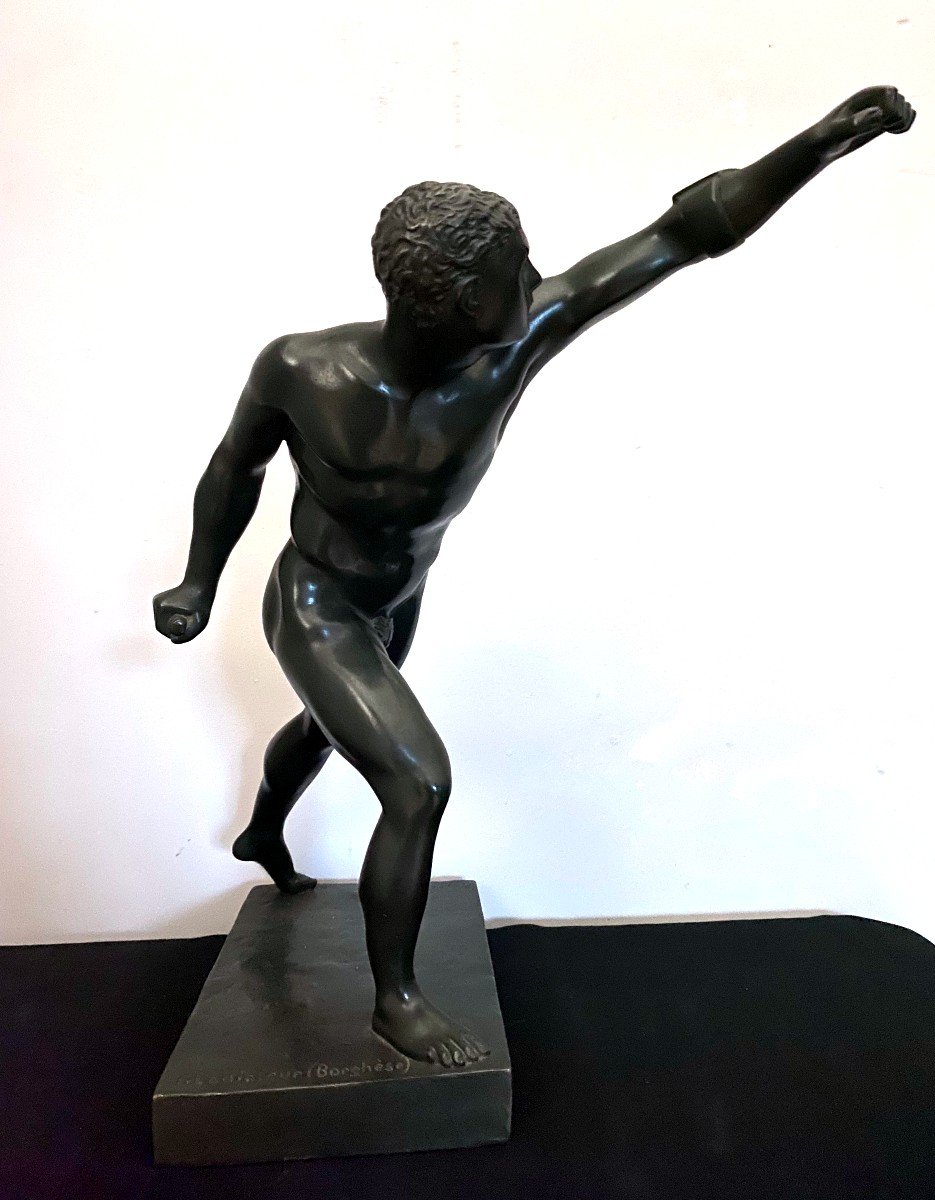 Bronze d'Après l'Antique, Le Gladiateur Borghese 20 Ième -photo-3