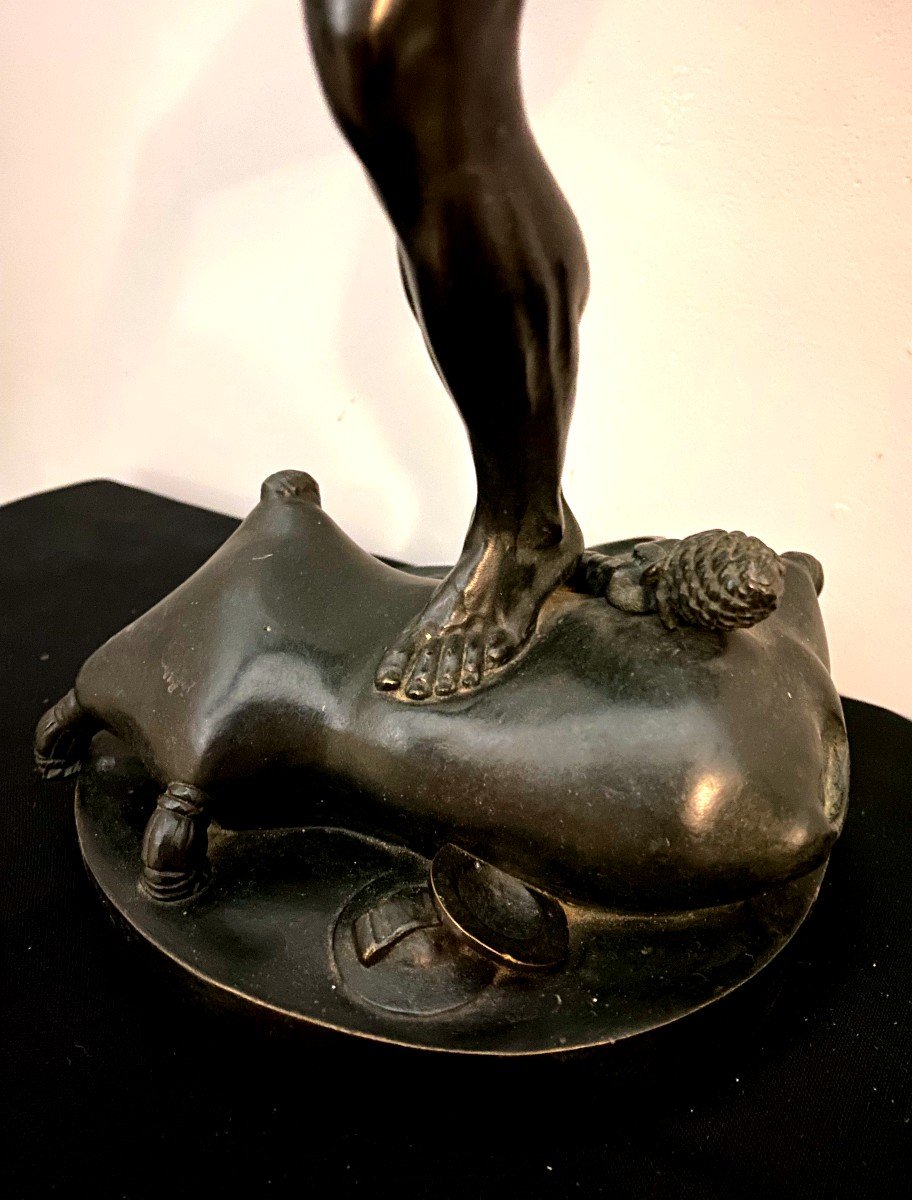 Bronze The Dancing Faun By Lequesne 20th-photo-8