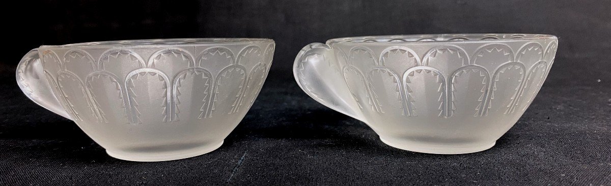 Pair Of R Lalique Cups In Art Deco Glass 20th Century-photo-3