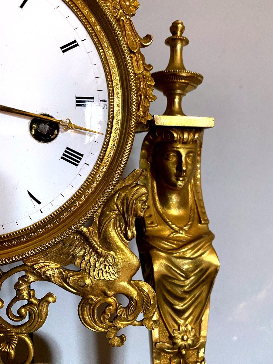 Empire Period Bronze Portico Clock "return From Egypt"-photo-4