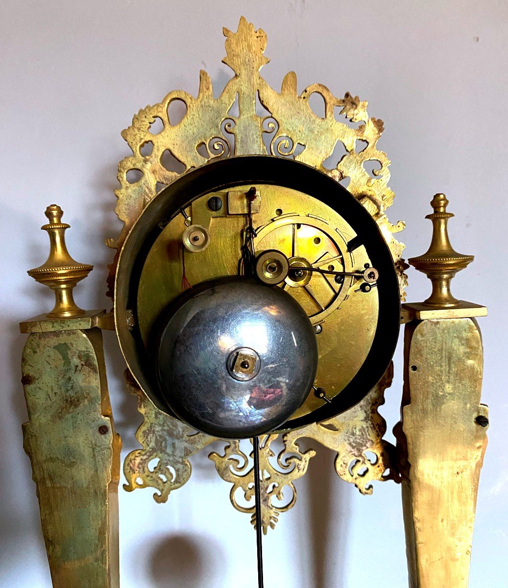 Empire Period Bronze Portico Clock "return From Egypt"-photo-7