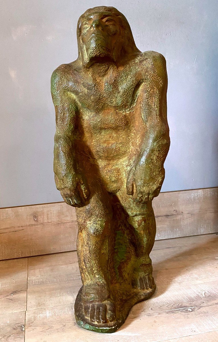 Sculpture Homme Préhistorique Par Paul DARDE 20 Ième 