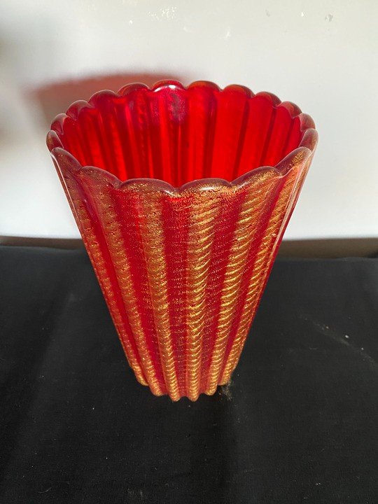 Vase Vintage De Barovier Et Toso Murano 1950-photo-4