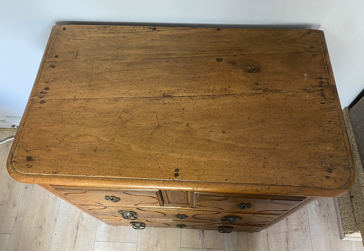 Small Parisian Louis XV Walnut Chest Of Drawers, 18th Century-photo-3