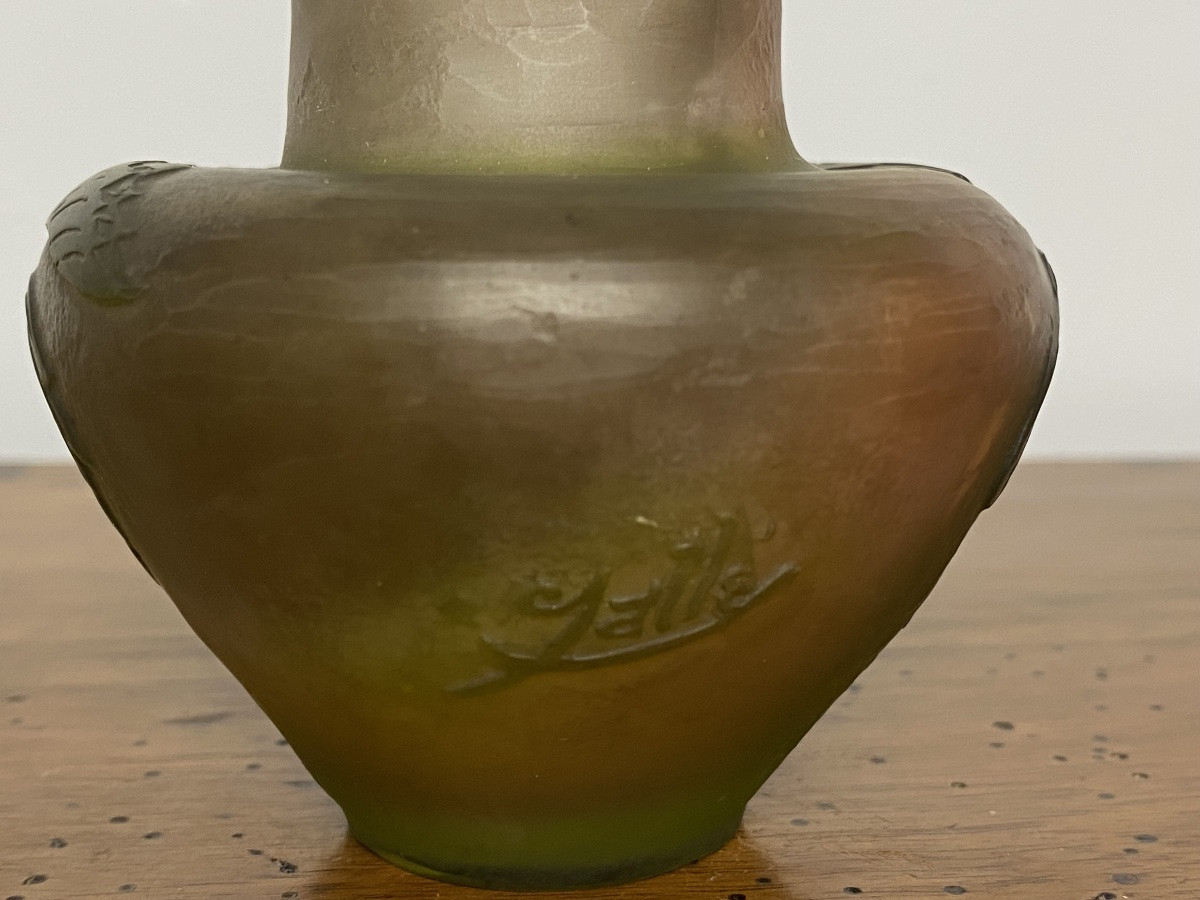 Emile Gallé-Vase à décor de clématites -photo-3