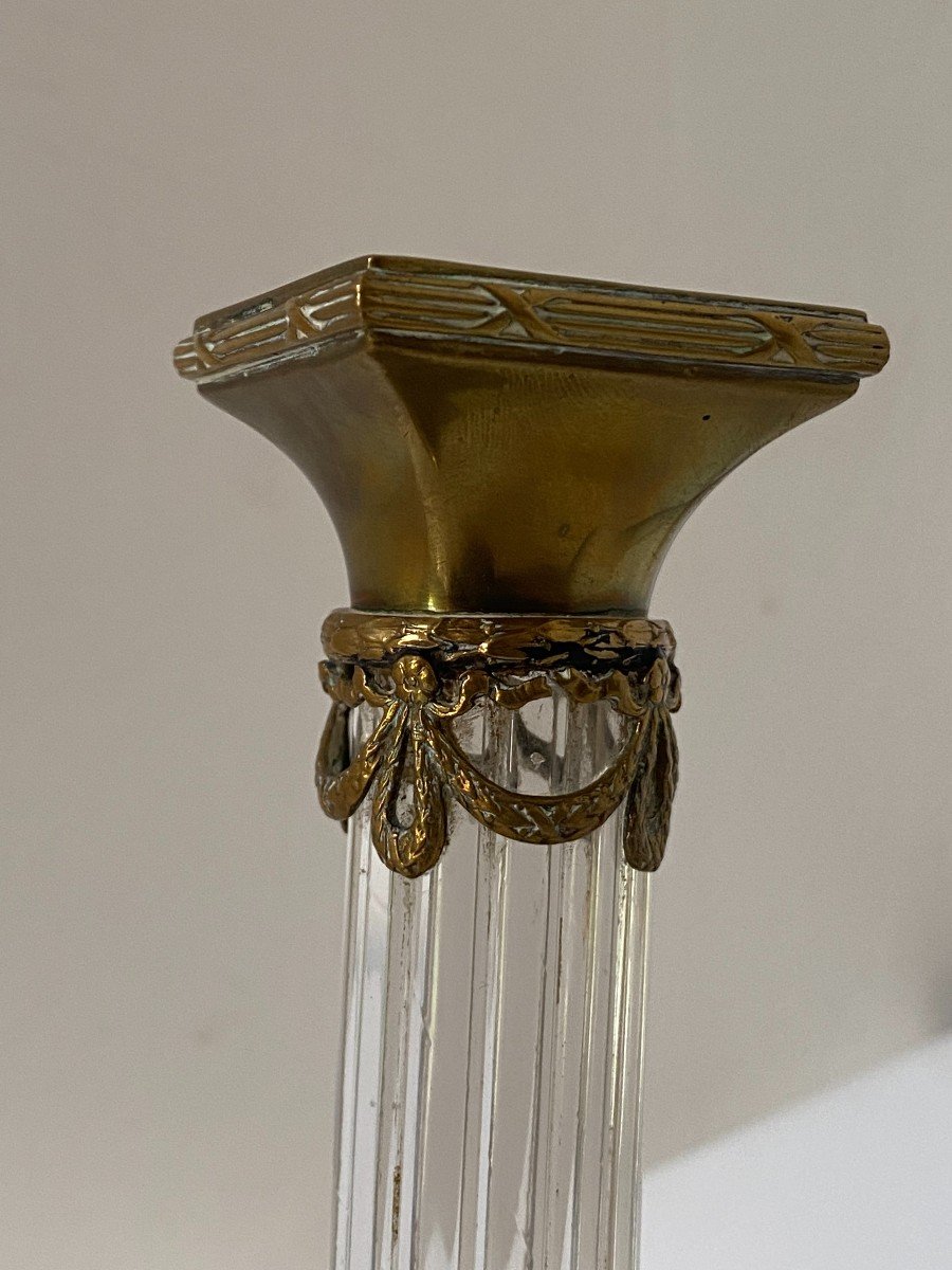 Napoleon III Crystal And Bronze Candlestick-photo-2