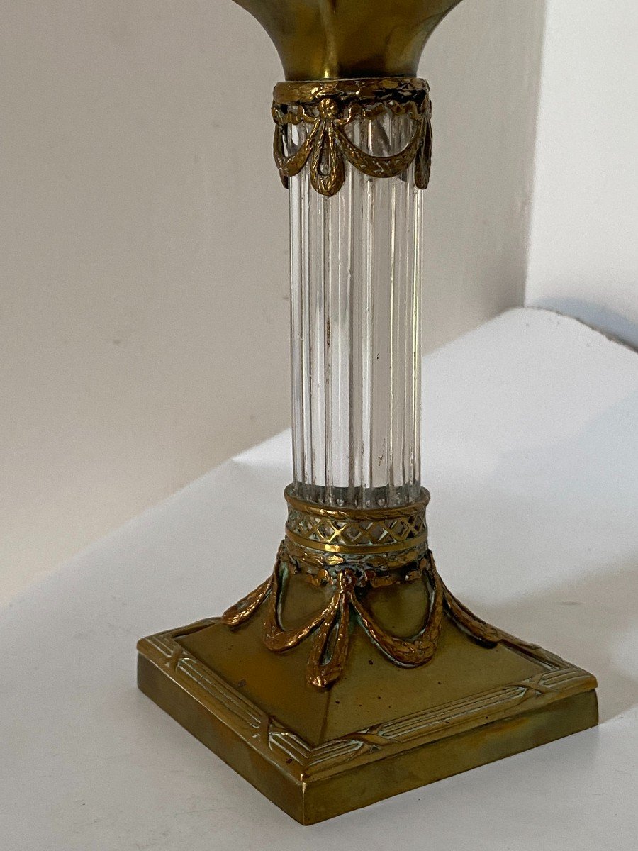 Napoleon III Crystal And Bronze Candlestick-photo-4