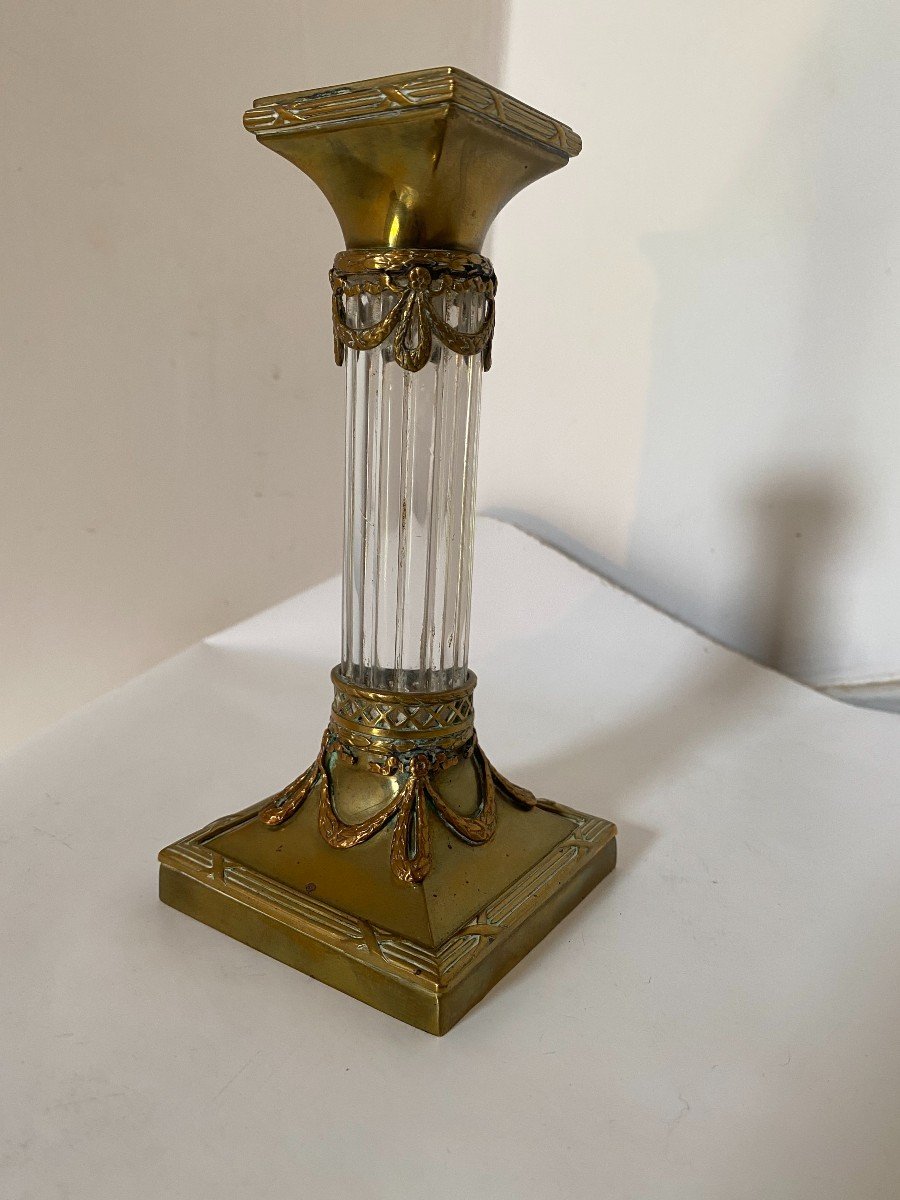 Napoleon III Crystal And Bronze Candlestick-photo-1