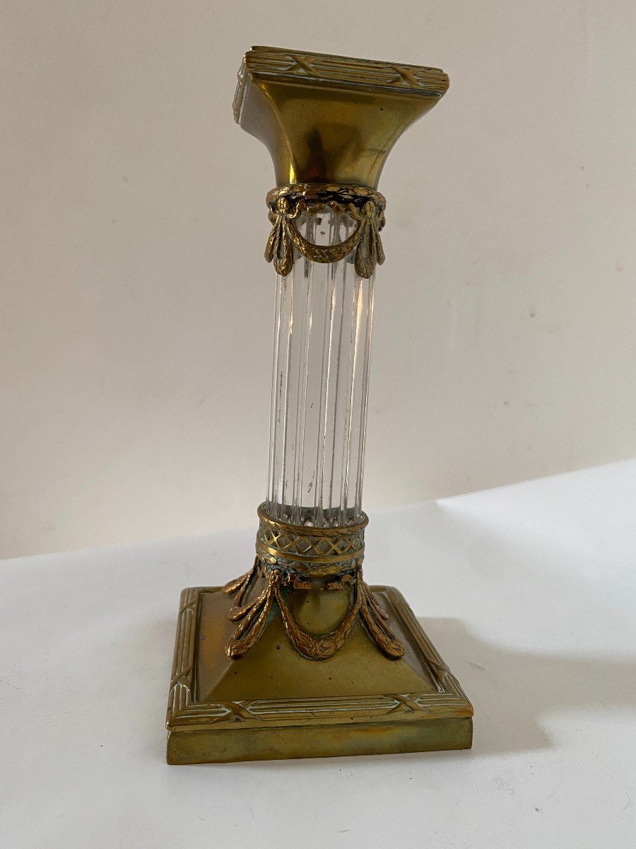 Napoleon III Crystal And Bronze Candlestick-photo-3