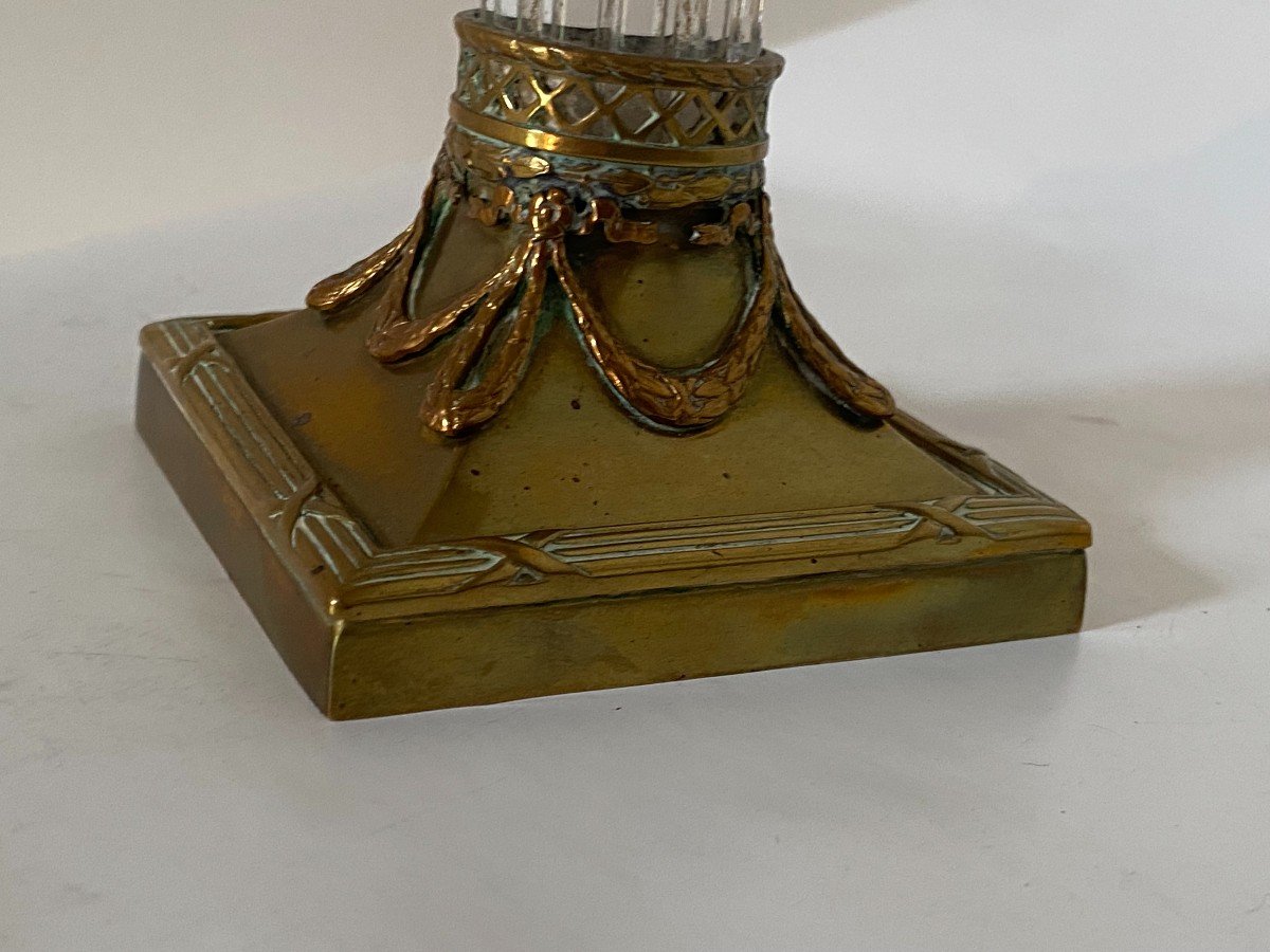 Napoleon III Crystal And Bronze Candlestick-photo-5