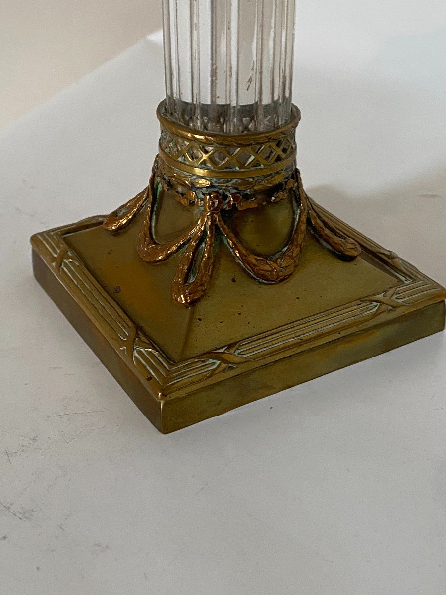 Napoleon III Crystal And Bronze Candlestick-photo-6