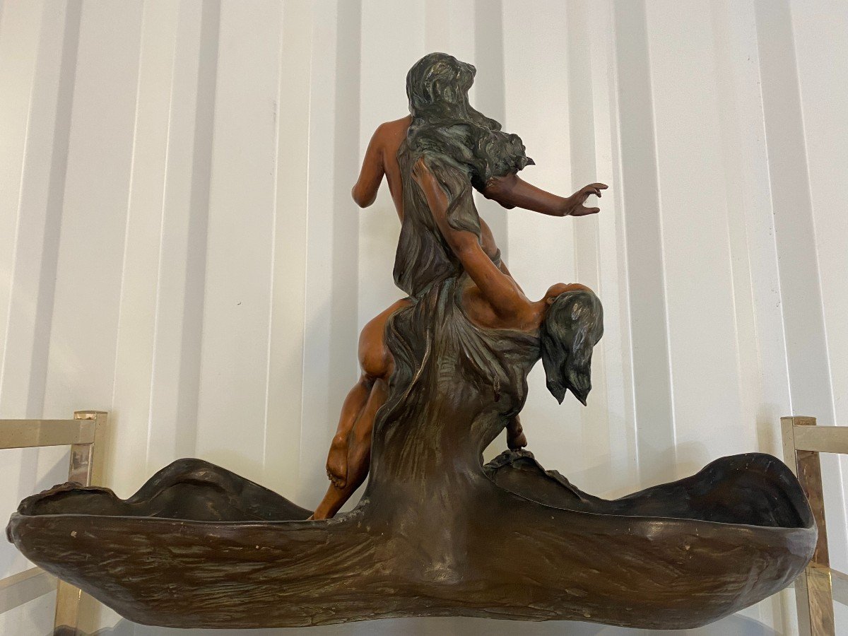 D'après Goldsheider, Grande coupe sculptée de Femmes en terre cuite-photo-2