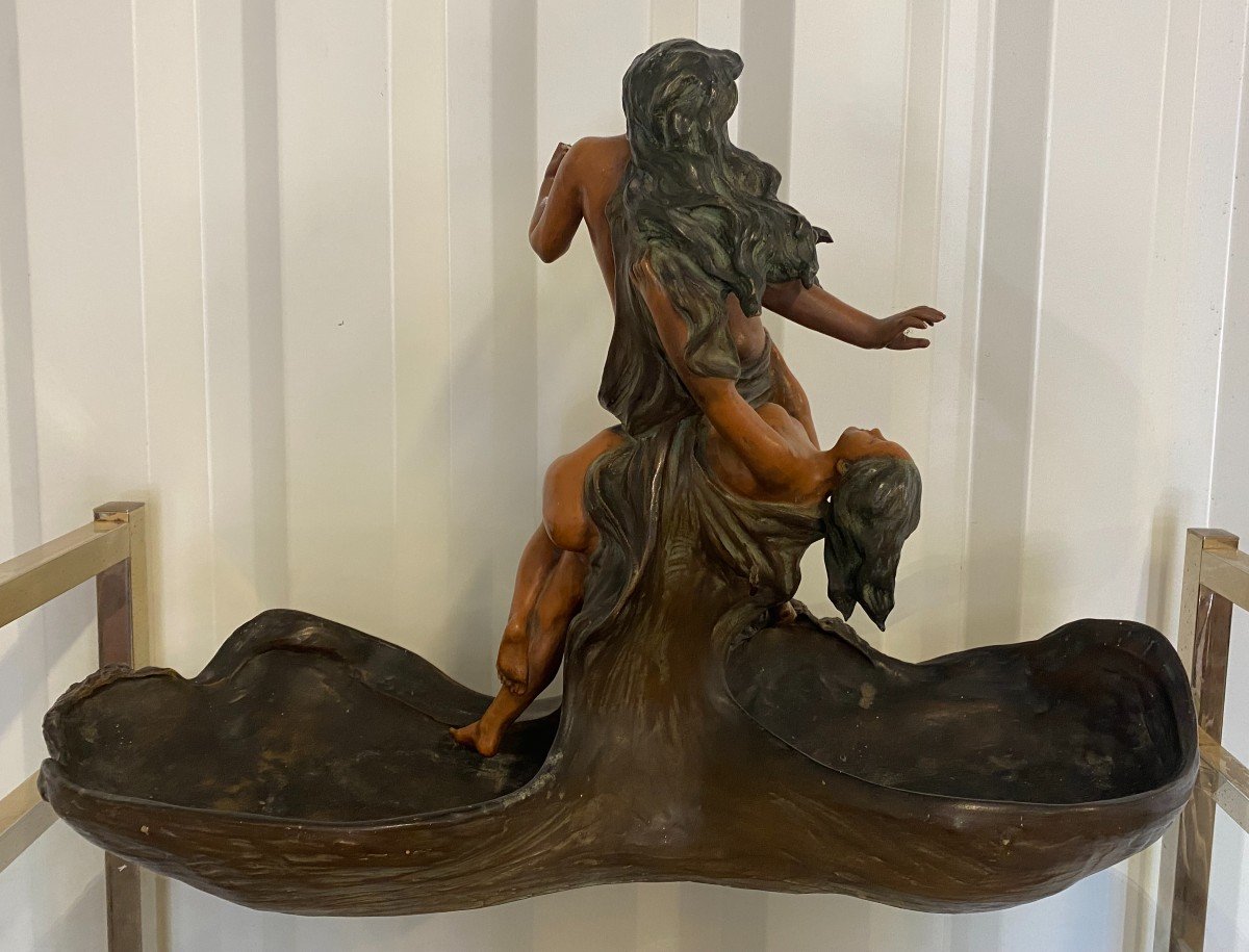 D'après Goldsheider, Grande coupe sculptée de Femmes en terre cuite-photo-3