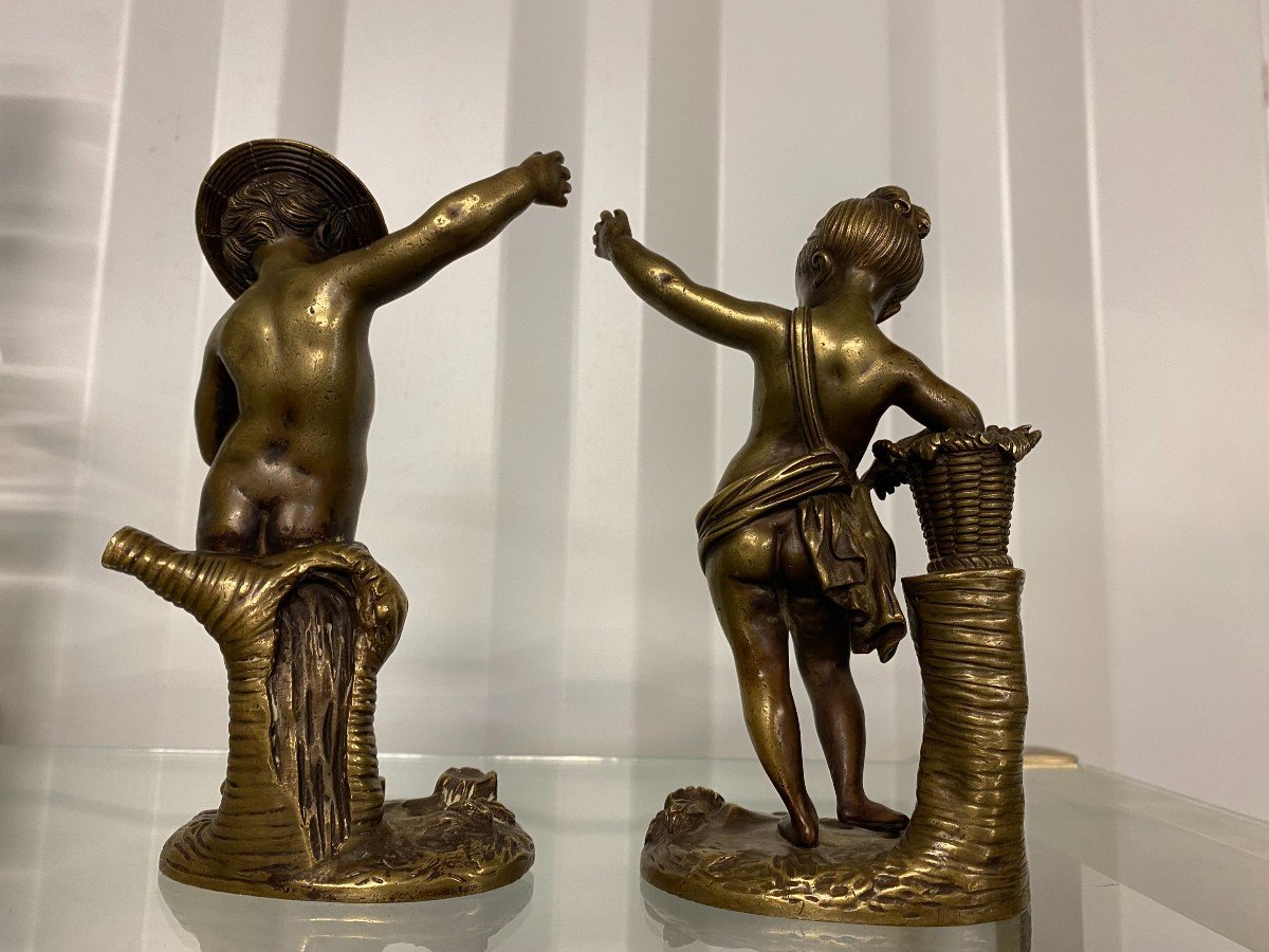 Paire De Bronze Romantique - 19 Ième-photo-3