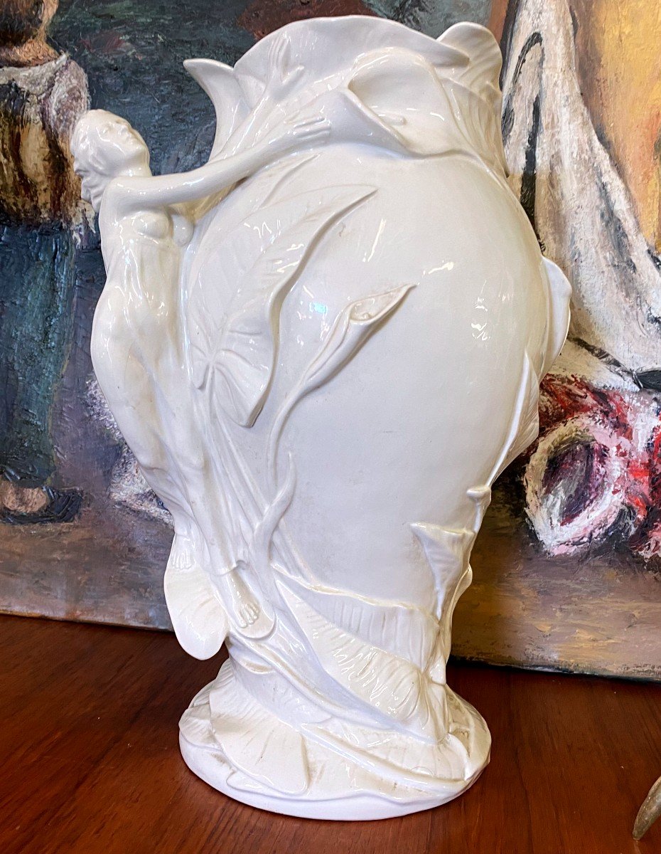 Italy Art Nouveau  - Vase En Porcelaine La Femme Aux Arômes - -photo-6