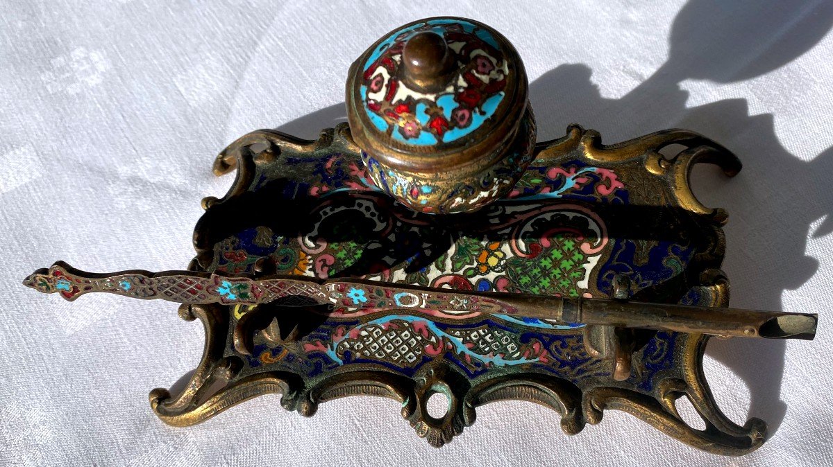 Inkwell And Cloisonne Pen Holder 19 I Napoleon III-photo-4