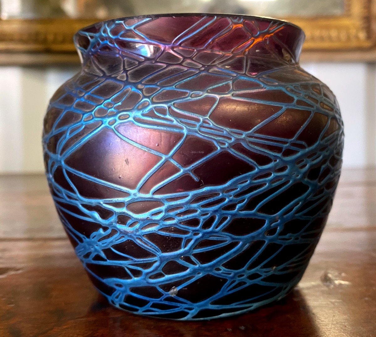 Art Nouveau - Loetz Johann Vase En Verre Irisé Violet -photo-2