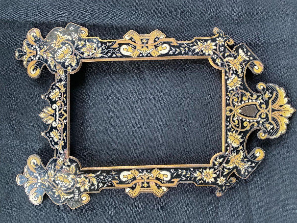 Napoleon III Enameled Cloisonne Frame In Bronze - 19th Century-photo-1