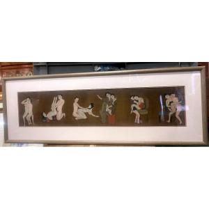 Japan - Erotic Painting - Kamasutra Scenes - XX Th